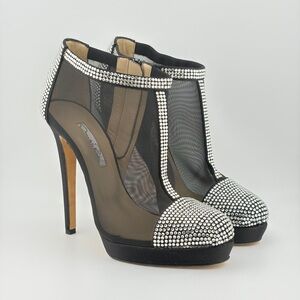 Oscar de la Renta Black Stiletto Ankle Boots S38 Runway